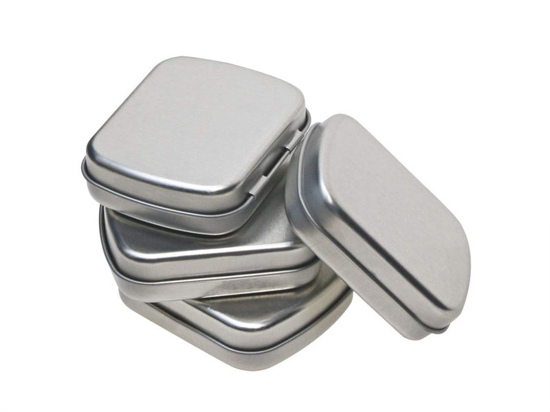 Mini Skater 2.23 x1.76 x 0.55 inch Metal Tin Box Portable Small Container Storage Case With Solid Hinged Top for Drawing Pin Nail Art Bead Earring and Jewelry Craft Organizing,4Pcs (Silver) - Image 1